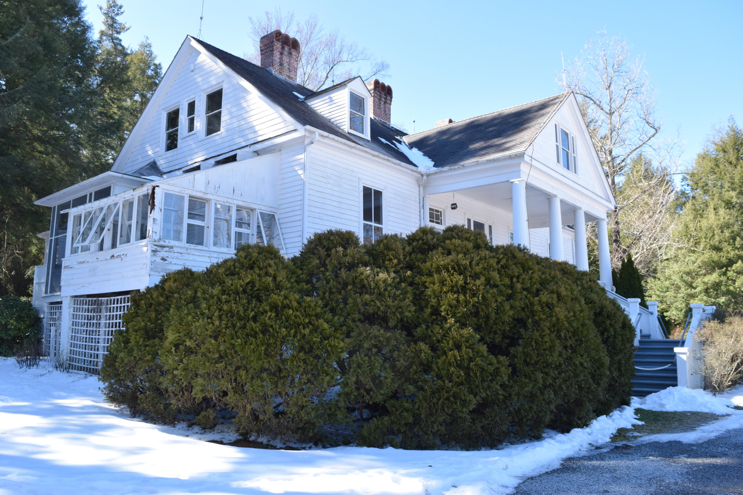 Carl Sandburg Home National Historic Site Connemara with winter snow still on the ground.